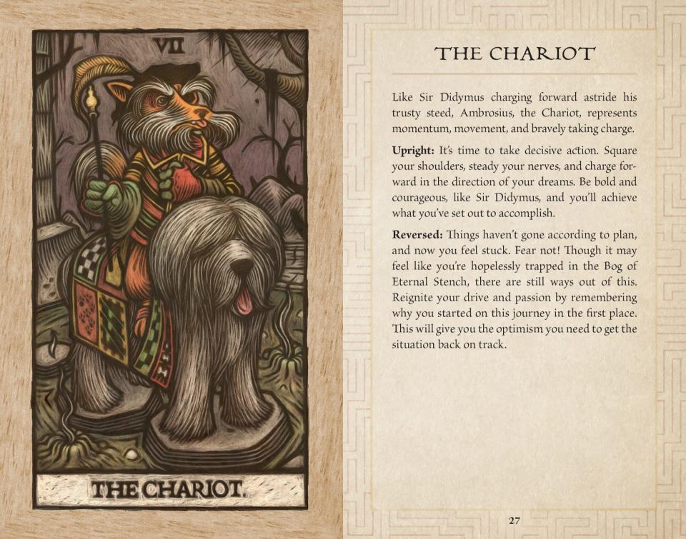 Labyrinth Chariot tarot card with Sir Didymus