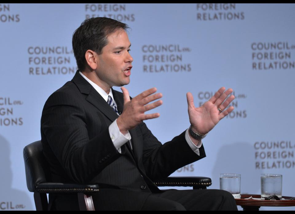 US Senator Marco Rubio, R-FL, speaks at the Council on Foreign Relations May 31, 2012 in New York. AFP PHOTO/Stan HONDA        (Photo credit should read STAN HONDA/AFP/GettyImages)