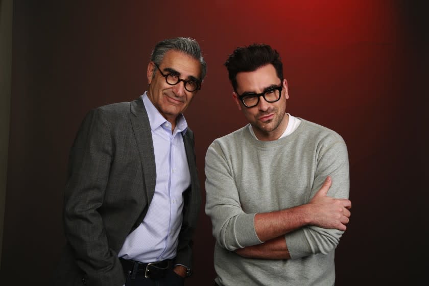 Kirk McKoy  Los Angeles Times THE COMEDY "Schitt's Creek" was created by Eugene, left, and Dan Levy. Their riches-to-rags tale drew Emmy nods.