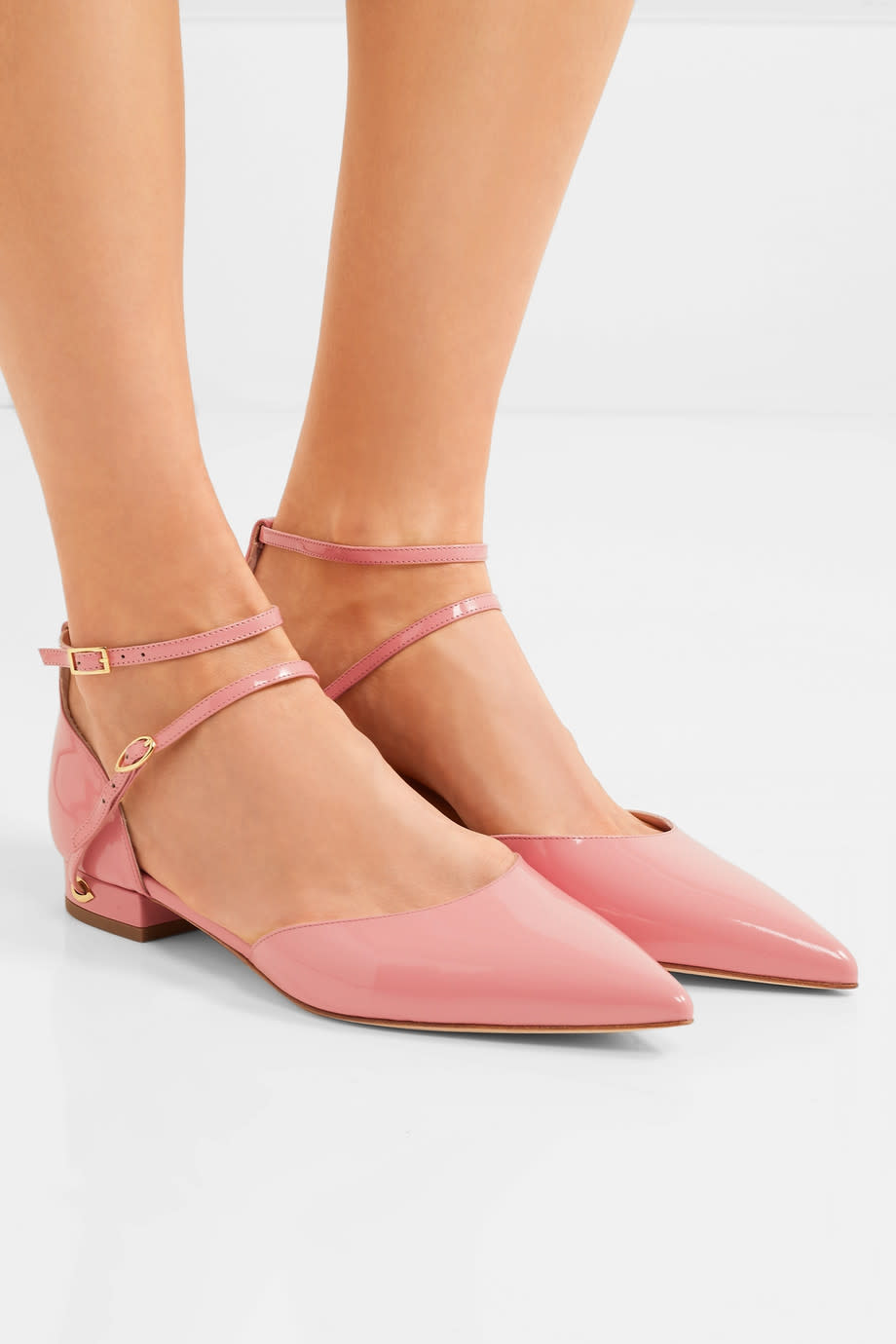Enrico Patent-Leather Point-Toe Flats