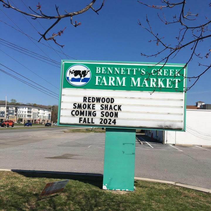 The longtime Bennett’s Creek Farm Market sign was changed Thursday (Courtesy: Suffolk Economic Development)