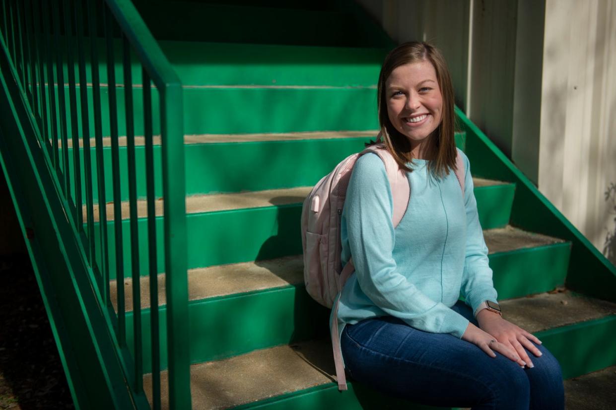 Annsley Wallace poses for a photo at Hooper Academy in Hope Hull, Alabama, on Feb. 4, 2023.