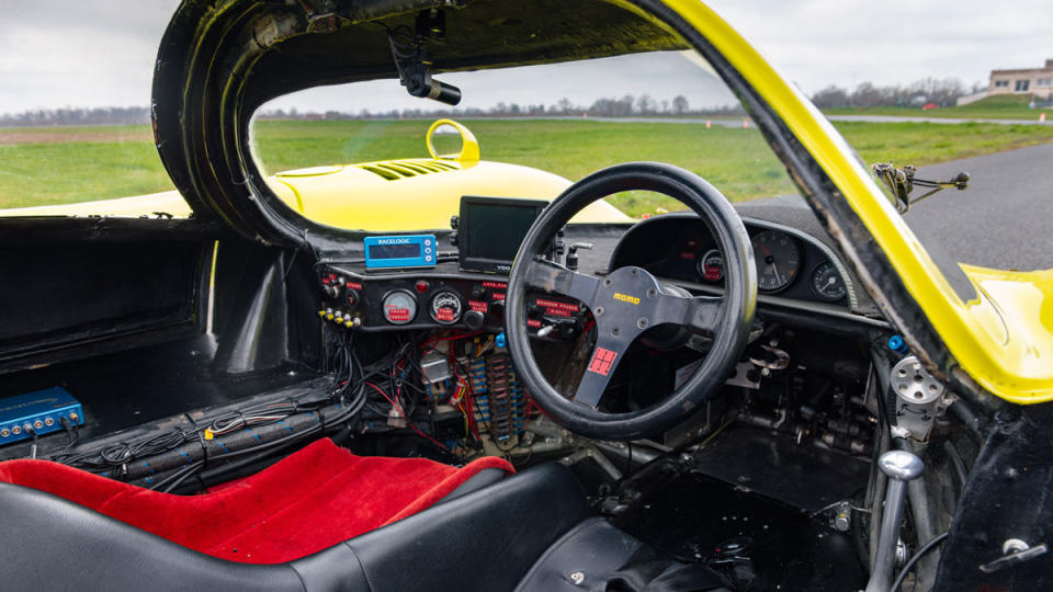 The cockpit of a 1981 Porsche 917 that raced at the 24 Hours of Le Mans  that year.