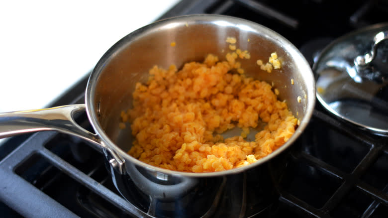 red lentils cooking in pot