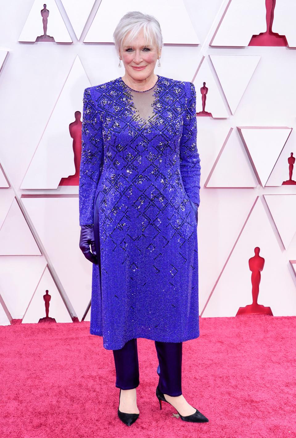 Glenn Close on the 2021 Oscars red carpet wearing Armani PriveGetty