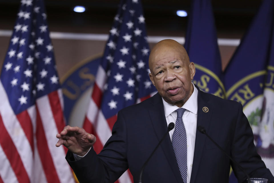 <p> Rep. Elijah Cummings, D-Md. speaks during a news conference on Capitol Hill in Washington, Thursday, Jan. 12, 2017, talking about staff member Katie Malone who worked as a special assistant in his Catonsville, Md. office. According to Cummings, Malone lost six children in an early morning fire in Baltimore, Md. (AP Photo/Manuel Balce Ceneta) </p>