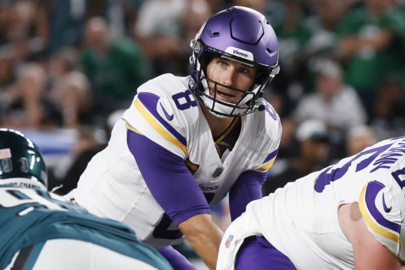 Former Minnesota Vikings quarterback Kirk Cousins through 270 touchdown passes through his first 12 seasons. File Photo by John Angelillo/UPI