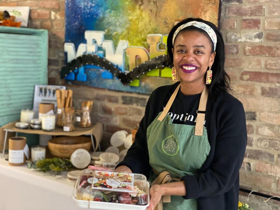 Cristina McCarter in the new Downtown Memphis retail shop for her Feast & Graze charcuterie and cheese board company.