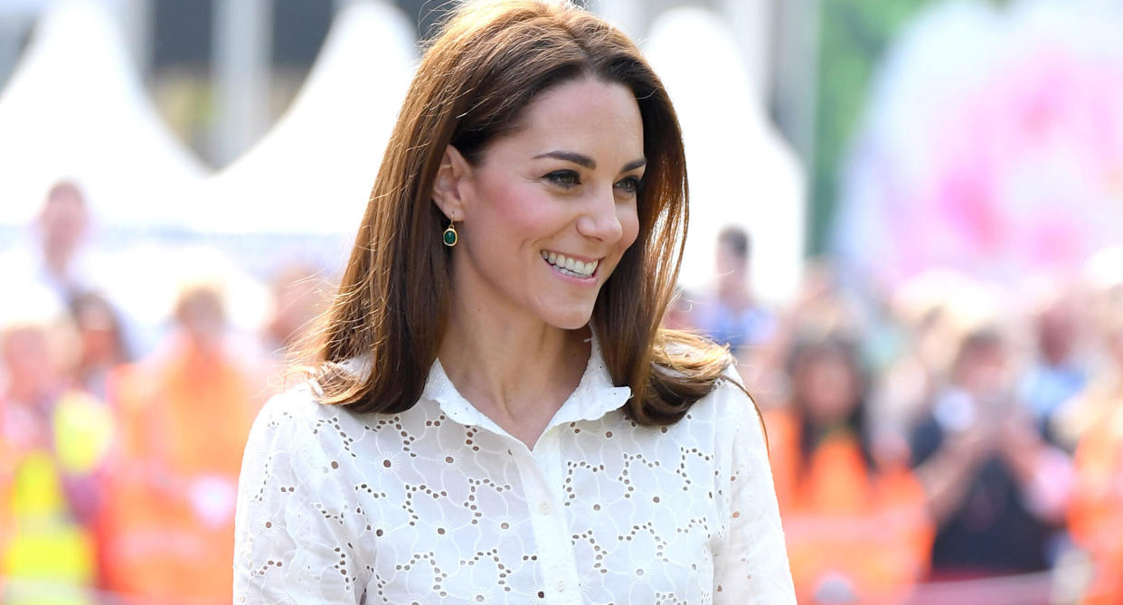LONDON, ENGLAND - MAY 20: Catherine, Duchess of Cambridge attends her Back to Nature Garden at the RHS Chelsea Flower Show 2019 press day at Chelsea Flower Show on May 20, 2019 in London, England. (Photo by Karwai Tang/WireImage)