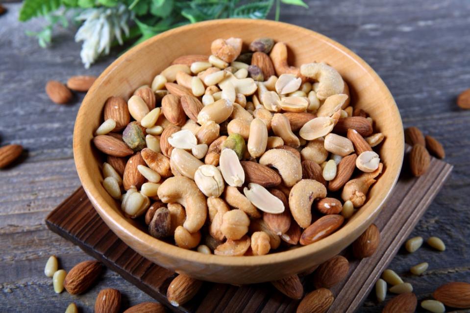 Also on Mosley’s go-to list are nuts and seeds such as almonds, cashews, hazelnuts, and pistachios, and lean proteins like fish, turkey, chicken breast, and tofu. Getty Images/iStockphoto