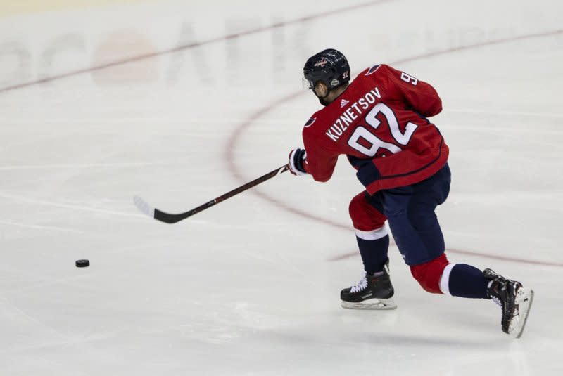 Evgeny Kuznetsov totaled 171 goals and 397 assists through his first 723 NHL games. File Photo by Alex Edelman/UPI