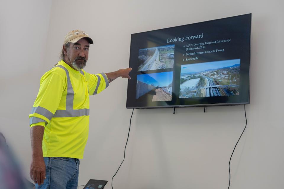 Mike Patton, resident engineer for the Henderson County portion of the I-26 widening project, speaks about their progress on May 24, 2022.