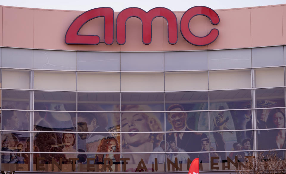 FILE - An AMC movie cinema is shown before opening Friday, Jan. 29, 2021, in Garland, Texas. (AP Photo/LM Otero, File)