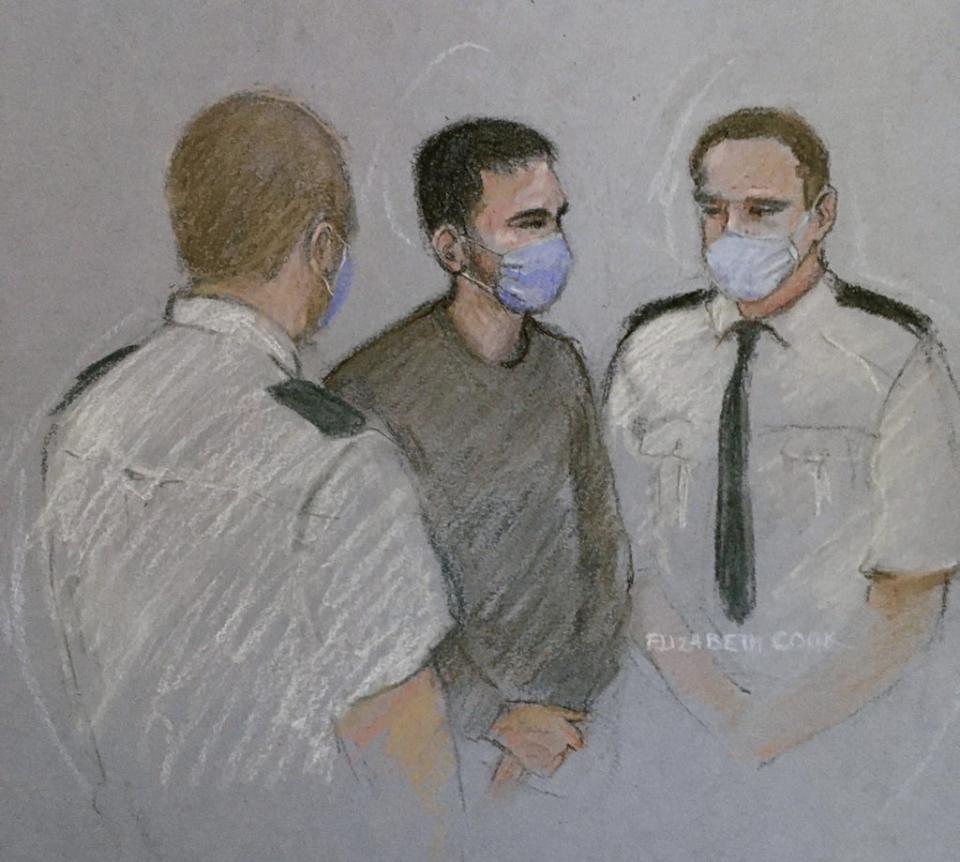 Cody Ackland (centre) appeared at Plymouth Magistrates’ Court (Elizabeth Cook/PA) (PA Wire)