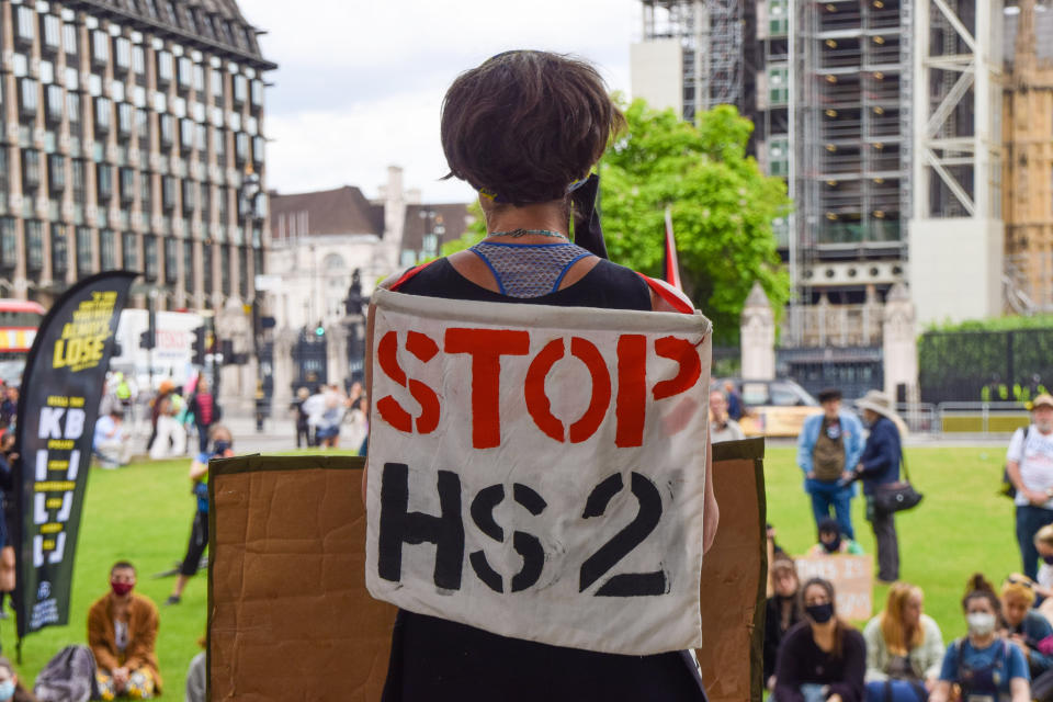  A demonstrator carries a 