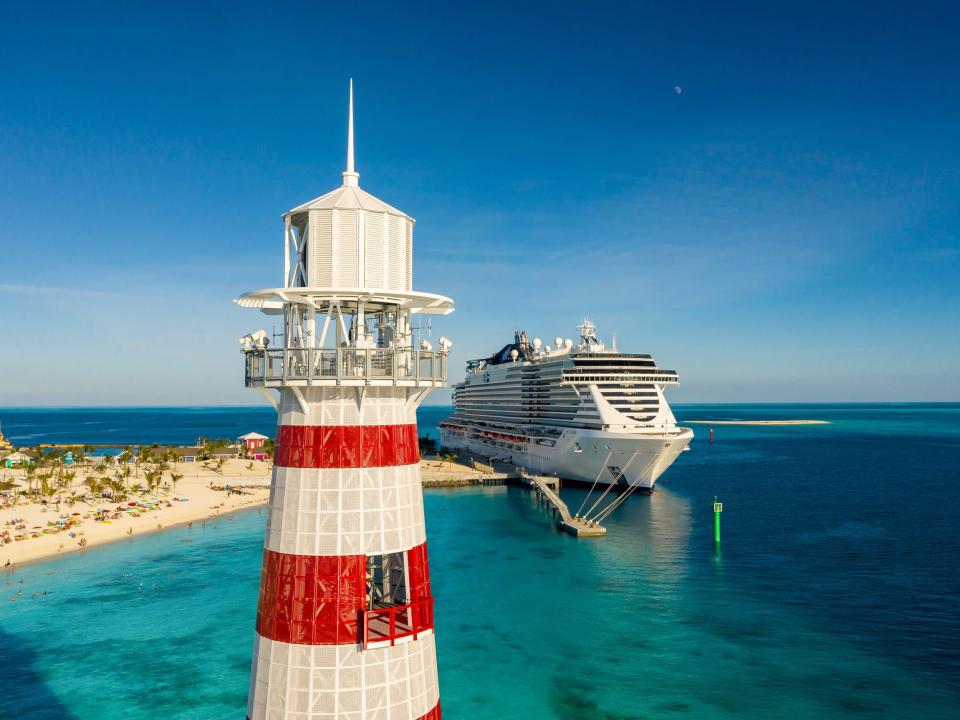 A MSC cruise ship at sea