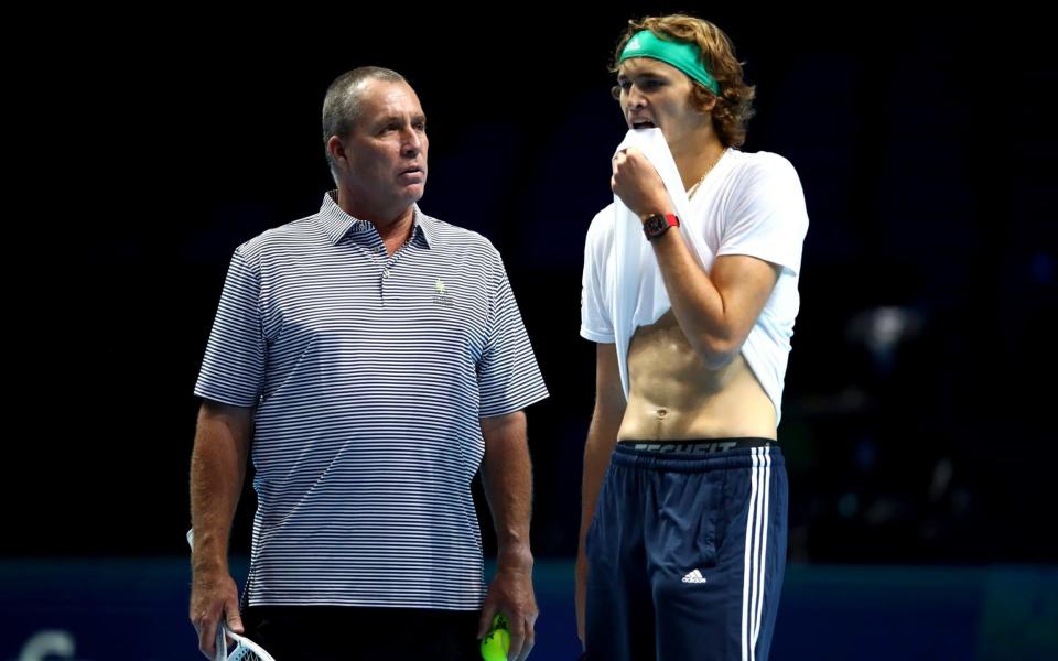 Alexander Zverev talks with coach Ivan Lendl during a practice session prior to the Nitto ATP World Tour Finals at The O2 Arena on November 10, 2018 in London, England - Getty Images Europe