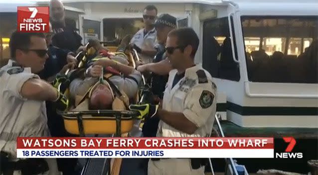 One of the injured passengers being taken from the scene. Source: 7News