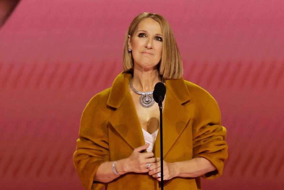 Celine Dion speaks onstage during the 66th Grammy Awards (Getty Images for The Recording A)