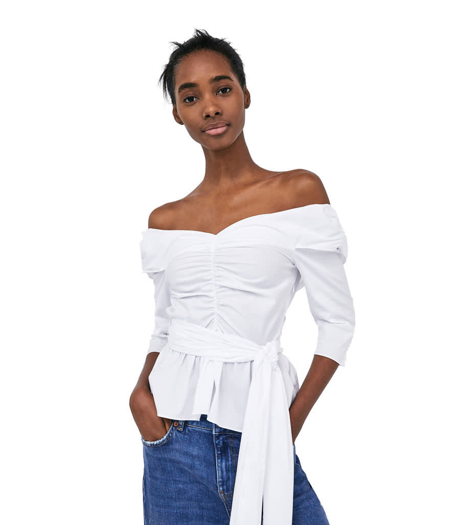 <p>Poplin top with bow, $50, <a rel="nofollow noopener" href="https://www.zara.com/us/en/poplin-top-with-bow-p02548872.html?v1=6094115&v2=401033" target="_blank" data-ylk="slk:zara.com;elm:context_link;itc:0;sec:content-canvas" class="link ">zara.com</a> </p>