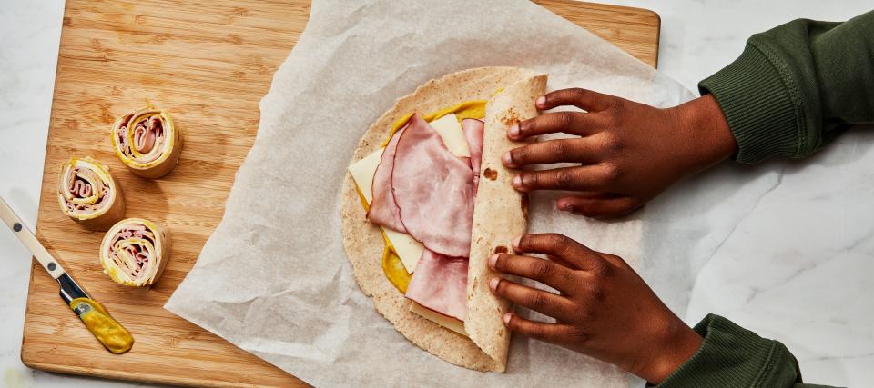 Pinwheels are easy to make and can be endlessly customized. Your child can try salami and provolone, peanut butter and jelly, cream cheese and pimentos: whichever flavors and ingredients get them excited to make—and eat—lunch.