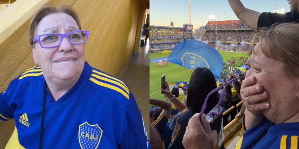 Llevó a su abuelita a un partido del Boca Juniors a La Bombonera y su reacción es muy tierna. Foto: Captura de video TikTok vía @miluroldannn