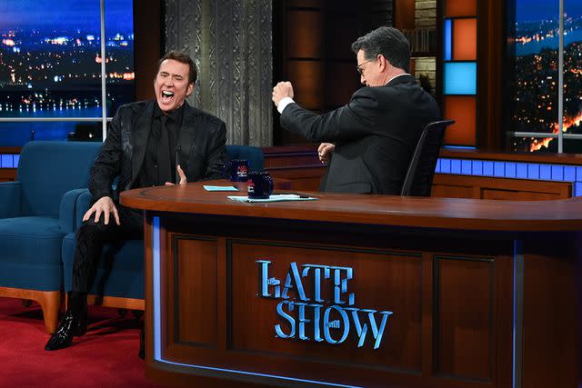 Scott Kowalchyk/CBS Nicolas Cage on "The Late Show with Stephen Colbert"