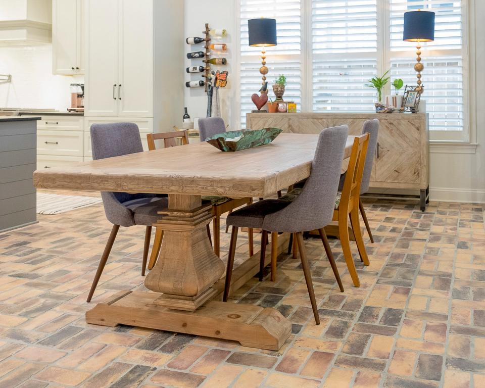 The dining area continues the open design look with plenty of space.