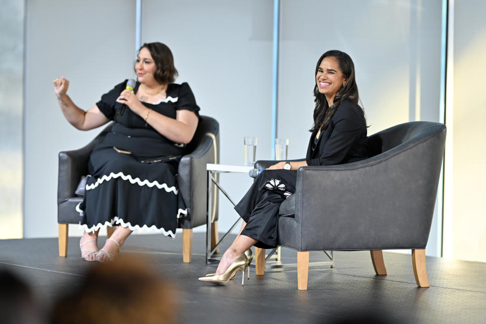 BENTONVILLE, ARKANSAS - JUNE 12: (L-R) Katcy Stephan and Misty Copeland speak onstage at Shaping the Narrative: A Conversation with Misty Copeland during the 10th Annual Bentonville Film Festival on June 12, 2024 in Bentonville, Arkansas. (Photo by Derek White/Getty Images for Bentonville Film Festival)