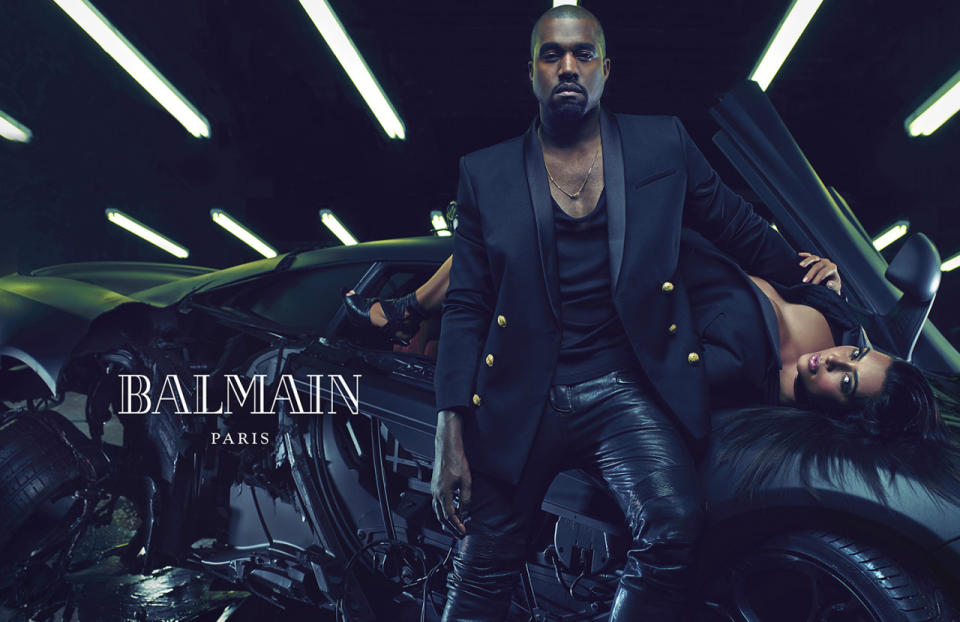 Kanye and Kim for Balmain’s S/S 2015 men’s campaign