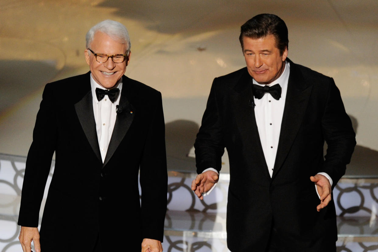 Co-hosts Steve Martin and Alec Baldwin at the Academy Awards in 2010.