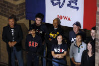 Audience members listen to Democratic presidential candidate former Vice President Joe Biden speak during a community event, Wednesday, Oct. 16, 2019, in Davenport, Iowa. (AP Photo/Charlie Neibergall)