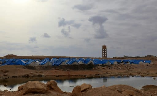 A camp where detained Islamic State group (IS) families are held in Ain Issa in northern Syria, seen on February 15, 2018