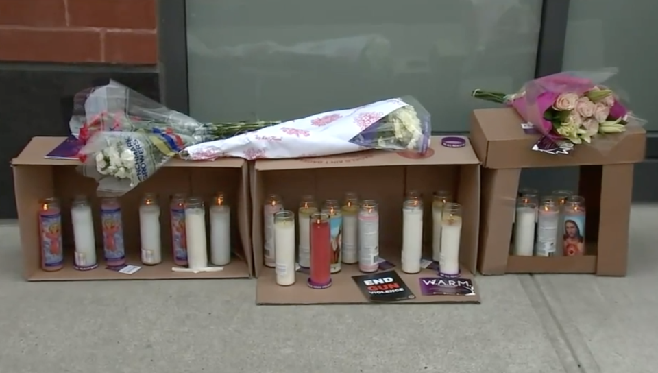 A memorial was set up for Shanice Young and her unborn child following the tragic shooting. Source: WABC