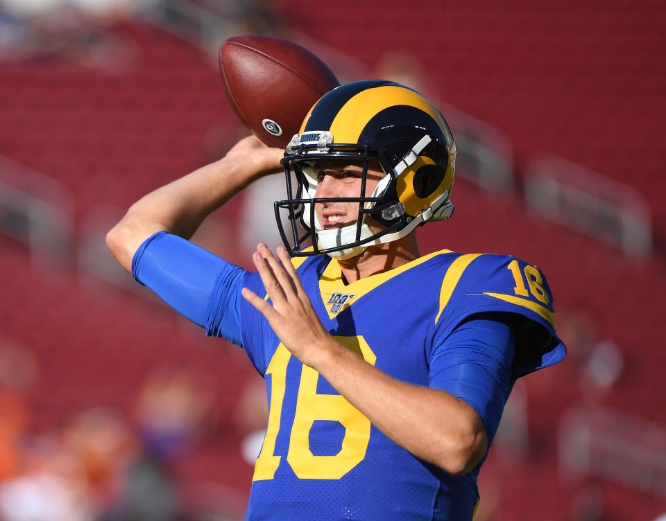 Jared Goff #16 of the Los Angeles Rams