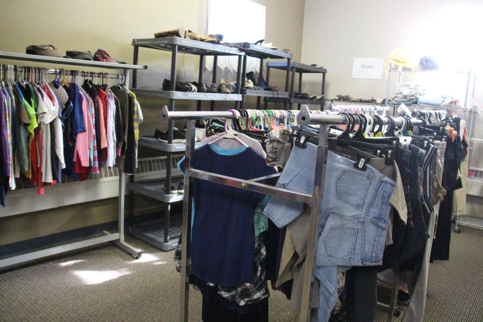 Some of the donated items for the Care Closet are on display at First Christian Church in Perry.