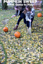 <p>Grab some pumpkins and brooms, and divide players into teams. The first player to sweep their pumpkins all the way to the finish line and back to the next player in the line wins!</p><p><em><a href="https://kidfriendlythingstodo.com/pumpkin-sweep-fall-and-thanksgiving-game-kid-friendly-things-to-do/" rel="nofollow noopener" target="_blank" data-ylk="slk:Get the tutorial at Kid Friendly Things to Do »;elm:context_link;itc:0;sec:content-canvas" class="link ">Get the tutorial at Kid Friendly Things to Do »</a></em></p>