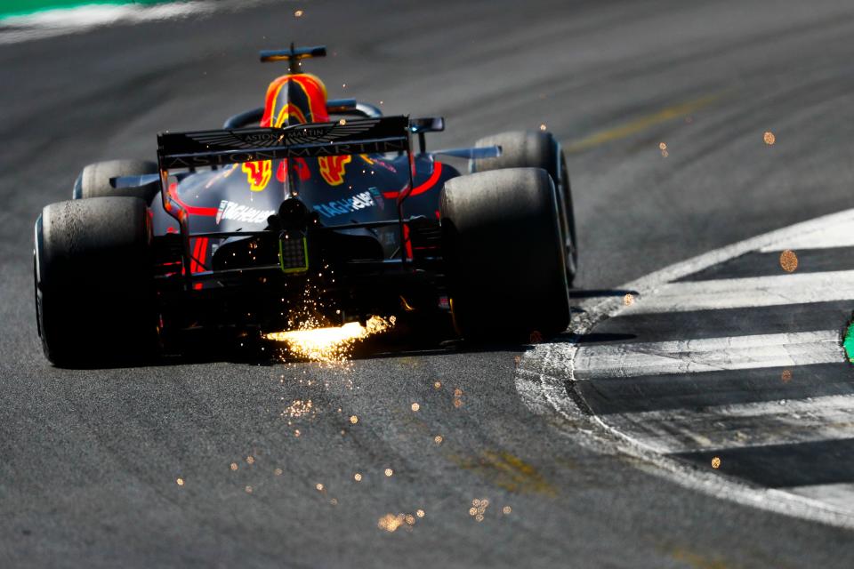 Glow-faster strikes: Daniel Ricciardo’s Red Bull kicks up some sparks at Silverstone