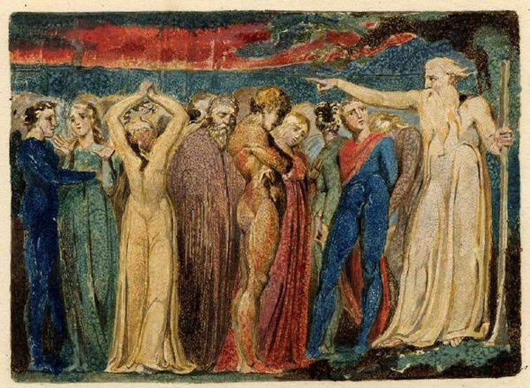 <span class="caption">Joseph of Arimathea Preaching to the Inhabitants of Britain.</span> <span class="attribution"><a class="link " href="https://commons.wikimedia.org/wiki/File:William_Blake_Joseph_of_Arimathea_preaching_to_the_inhabitants_of_Britain.jpg" rel="nofollow noopener" target="_blank" data-ylk="slk:William Blake (via British Museum);elm:context_link;itc:0;sec:content-canvas">William Blake (via British Museum)</a></span>