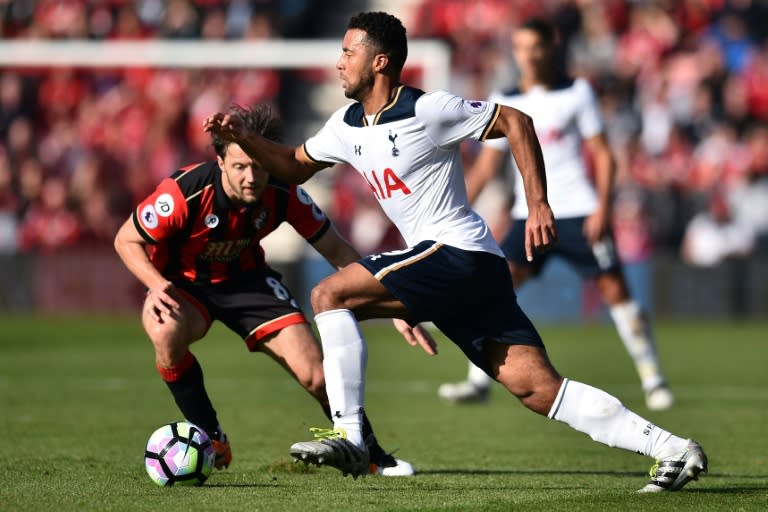 On their last outing at Stamford Bridge Spurs had nine players booked and Mousa Dembele (C) was hit with a six-game ban for gouging