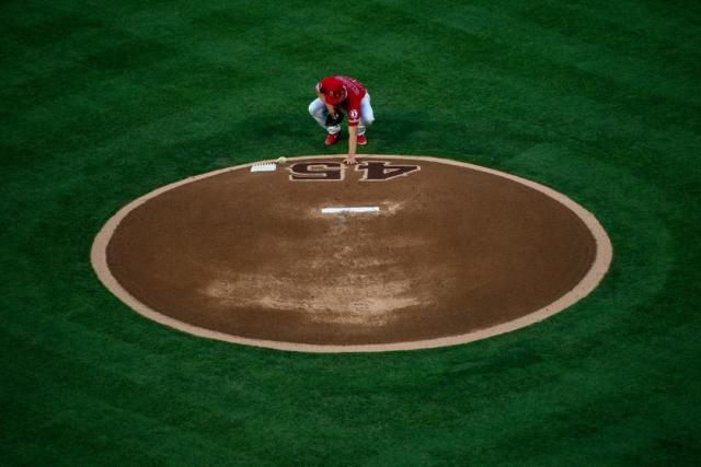 ANAHEIM, CA - JULY 12: The Mom of Los Angeles Angels pitcher Tyler