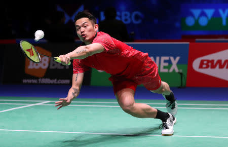 Badminton - Yonex All England Open Badminton Championships - Arena Birmingham, Birmingham, Britain - March 16, 2018 China's Lin Dan in action during the men's singles quarter final Action Images via Reuters/Peter Cziborra