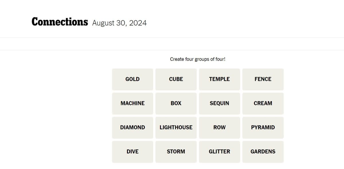 NYT ‘Connections’ Hints and Answers Today, Friday, August 30