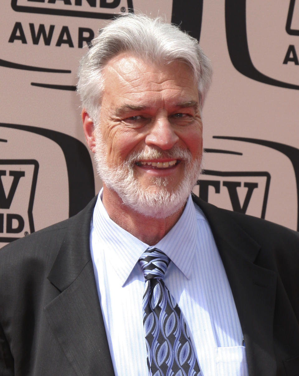 In this photo provided by Kathy Hutchins, Richard Moll arrives at the 2010 TV Land Awards Sony Studios Culver City, Calif., April 17, 2010. Moll, a character actor who found lasting fame as an eccentric but gentle giant bailiff on the original “Night Court” sitcom, has died at age 80. Moll died Thursday, Oct. 26, 2023, at his home in Big Bear Lake, Calif., according to a Jeff Sanderson, a family spokesperson. (Kathy Hutchins/Hutchins Photo via AP)