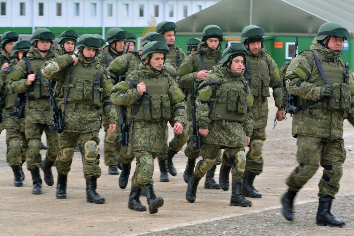Conscripted citizens are seen as part of the mobilization as military training continue within the scope of mobilization in Rostov, Russia on October 31, 2022.