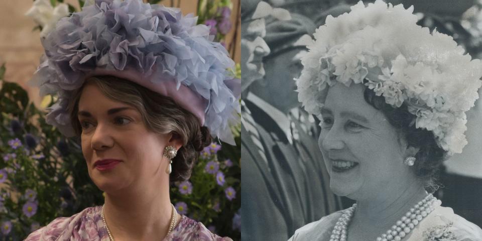 <p>Played by English actress Victoria Hamilton, whose résumé includes episodes of <em>Pride & Prejudice </em>(the BBC one with Colin Firth) and <em>Call the Midwife</em>, the Queen Mother was a constant rock for Elizabeth at Buckingham Palace and beyond. In real life, the Queen Mother, who was the longest-lived member of the British royal family (and always one of the more popular royals), lived until the age of 101. She died in her sleep on March 30, 2002, just weeks after Princess Margaret passed away.</p>