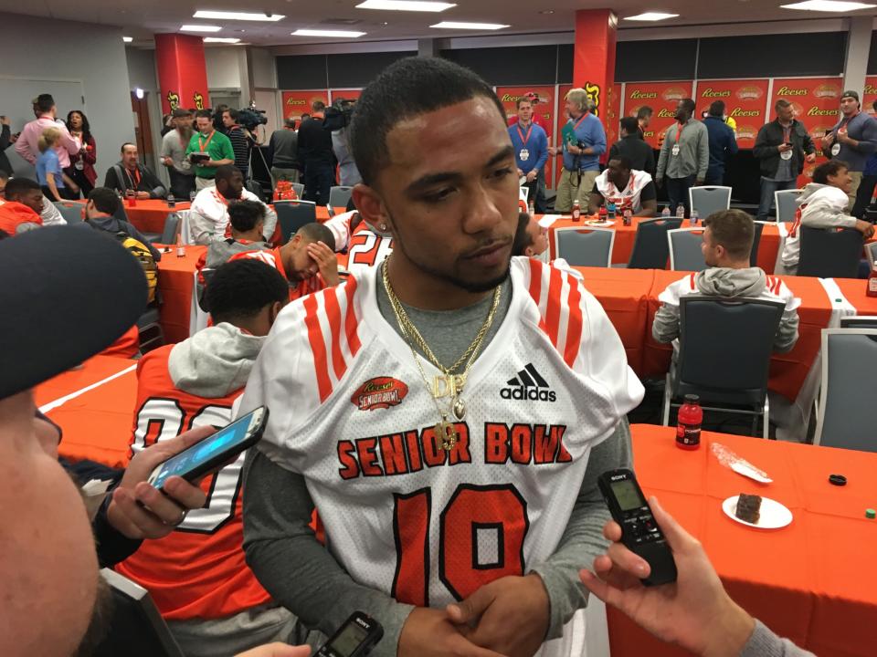 San Diego State RB Donnel Pumphrey says he won't let his small stature stop him from being a successful NFL player. (Eric Edholm/Yahoo)