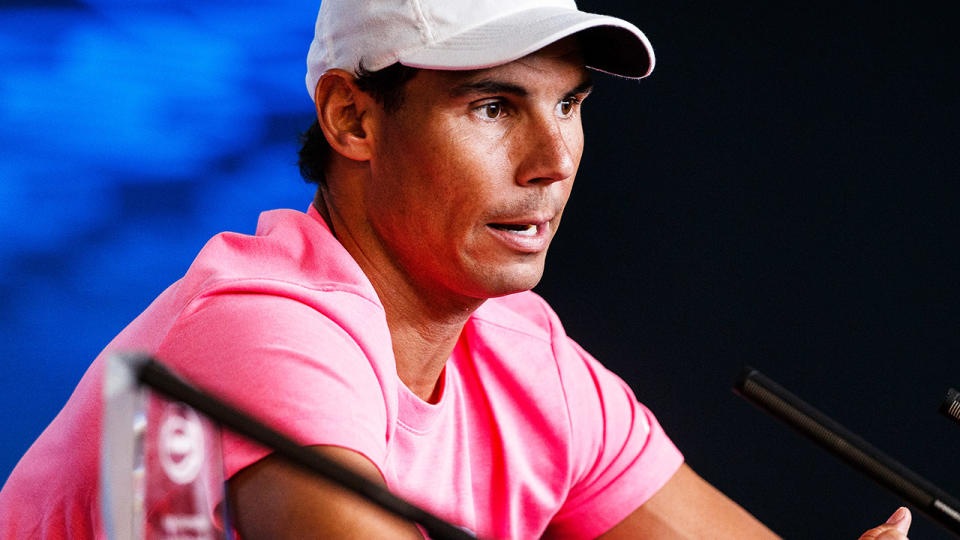 Rafael Nadal, pictured here speaking to the media at the Australian Open.