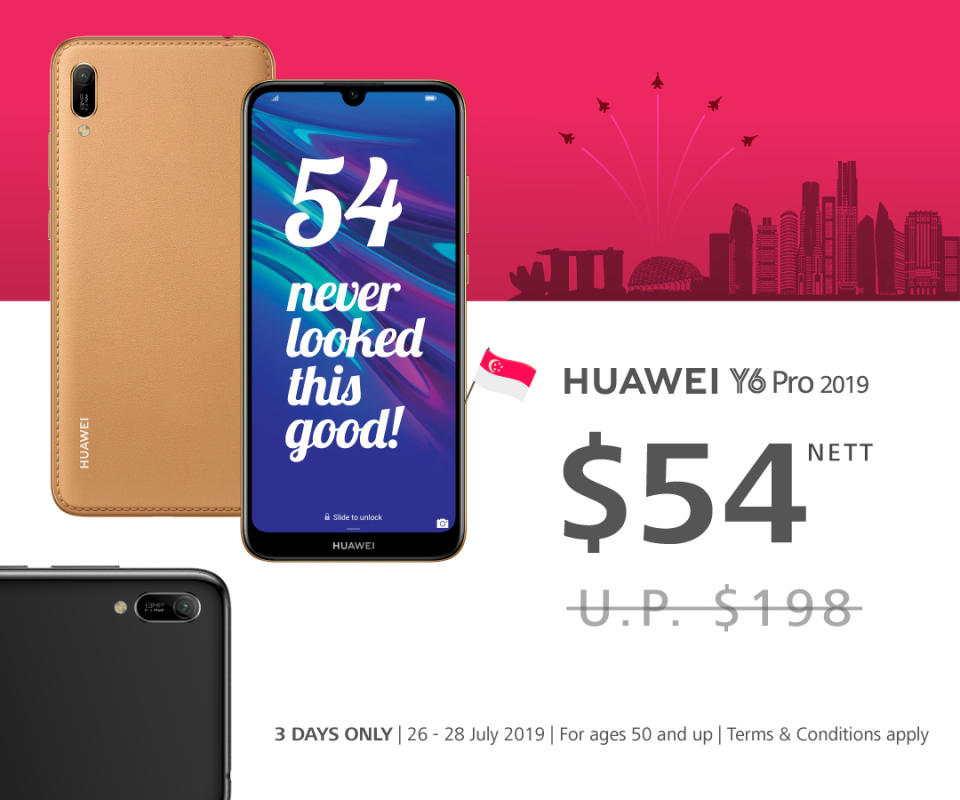 Huawei Y6 Pro 2019 promo at $54. (PHOTO: Huawei)
