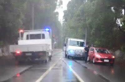 This white tradie truck is the ultimate disguise for a unmarked cop car. Photo: Facebook